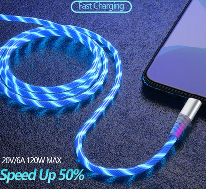 Câble de charge rapide LED lumineux – USBC – Câble de données avec effet lumineux rétroéclairé (style streamer)