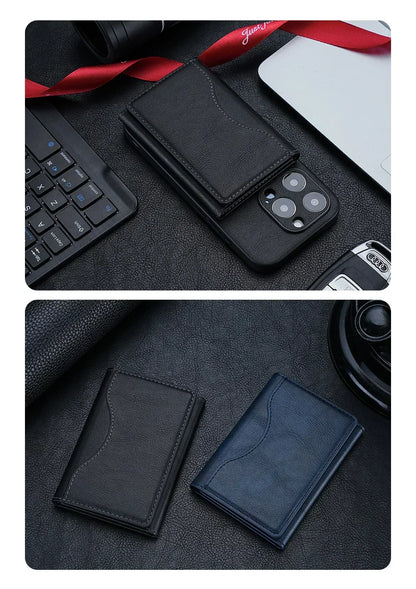 Porte-Cartes Magnétique en Cuir MagSafe – Coque de Protection iPhone 14 à 16 Pro/Max