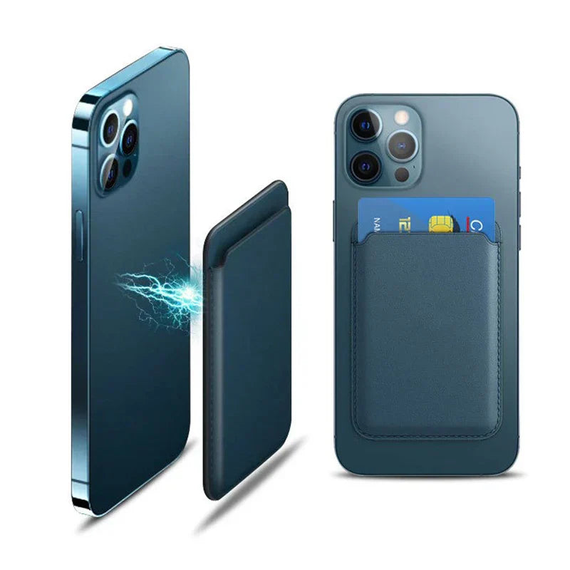Porte-cartes Magnétique en Cuir pour iPhone 12 à 17 & Samsung S24/S25